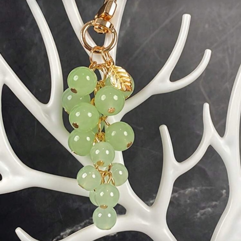 Green Grape Beaded Keychain-Charm